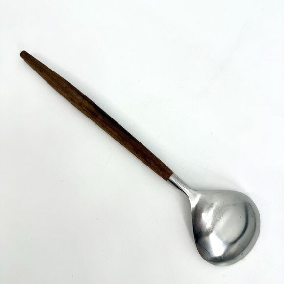 Danish Mod Style Reed & Barton Stainless Steel 18/8 W Teak Handle Serving Spoon - Picture 2 of 6
